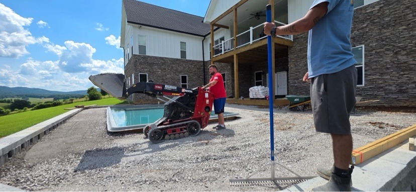 Poolside base work — during | S & J Synthetic Turf