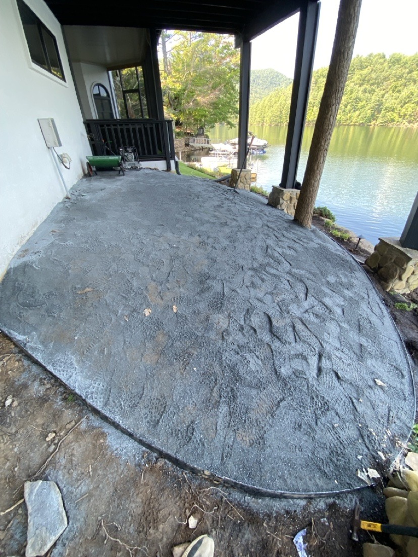 Lake deck base work — during | S & J Synthetic Turf