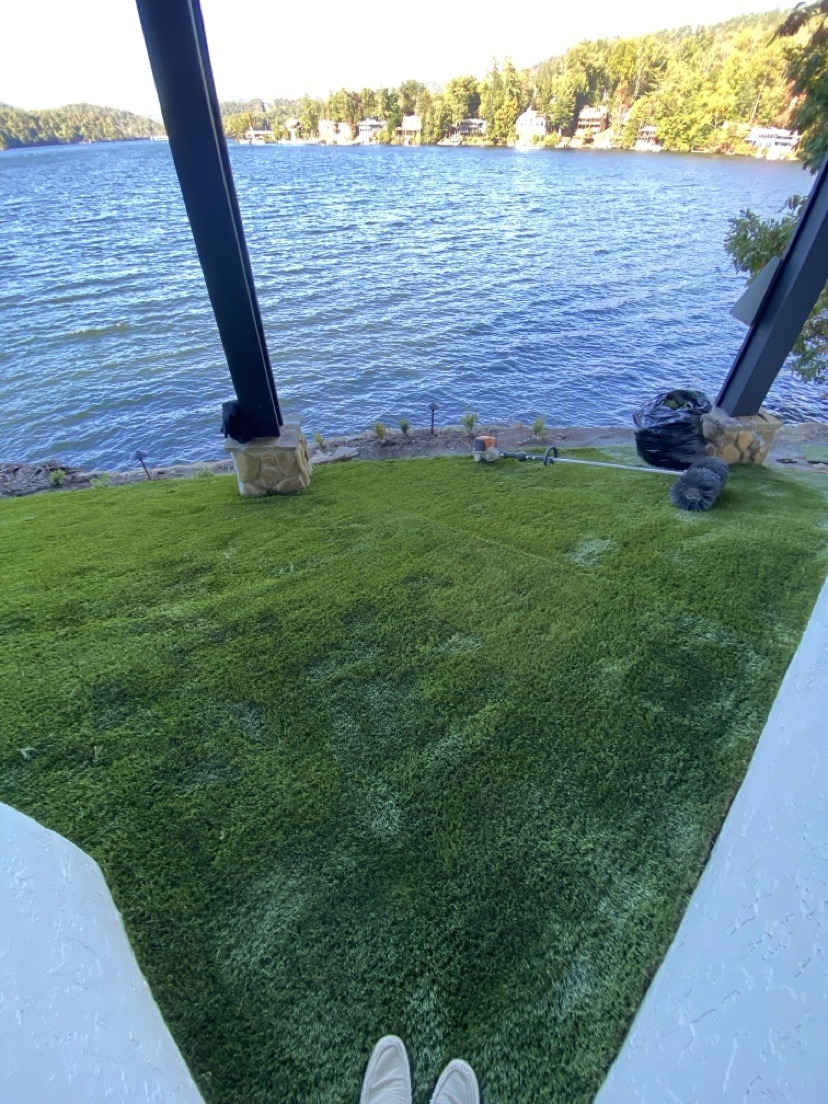 Lake deck turf — after | S & J Synthetic Turf