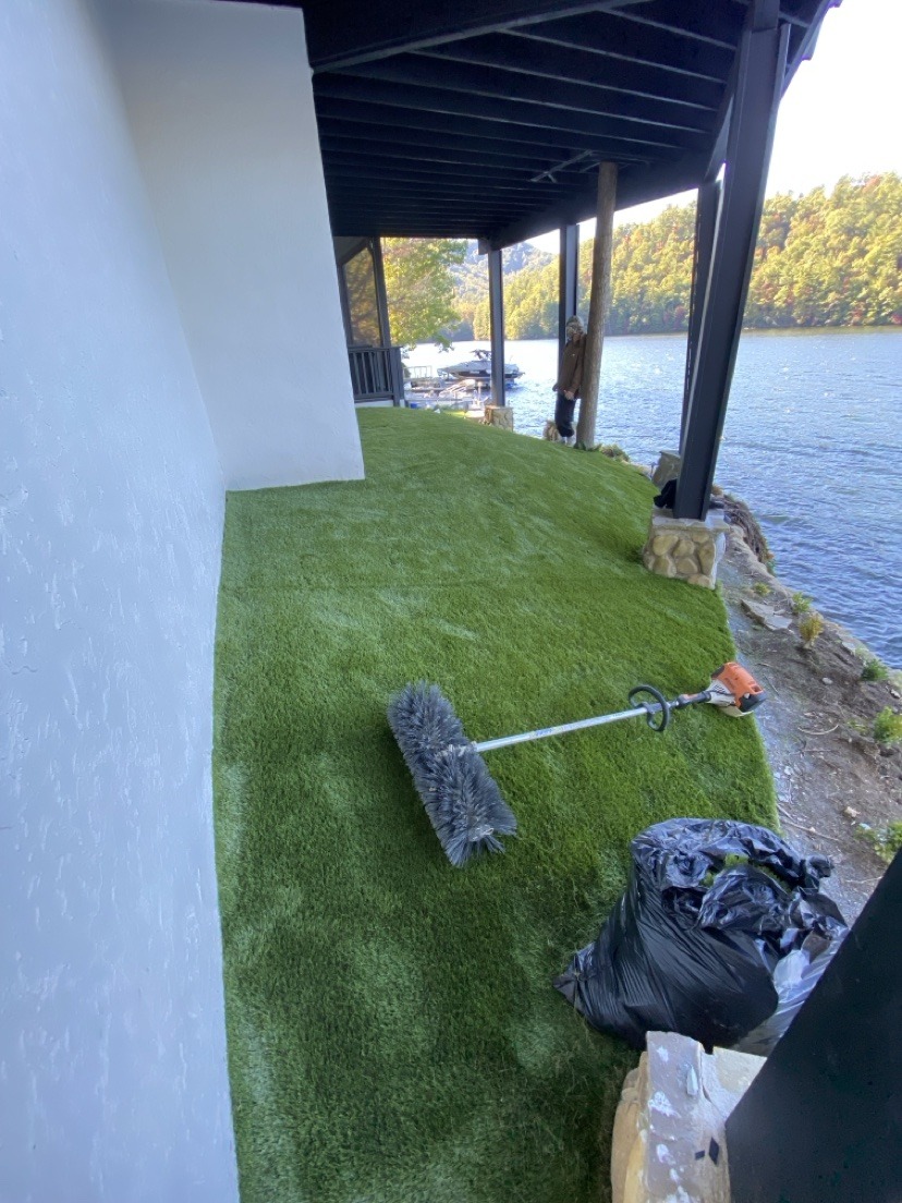 Lake deck turf — after | S & J Synthetic Turf